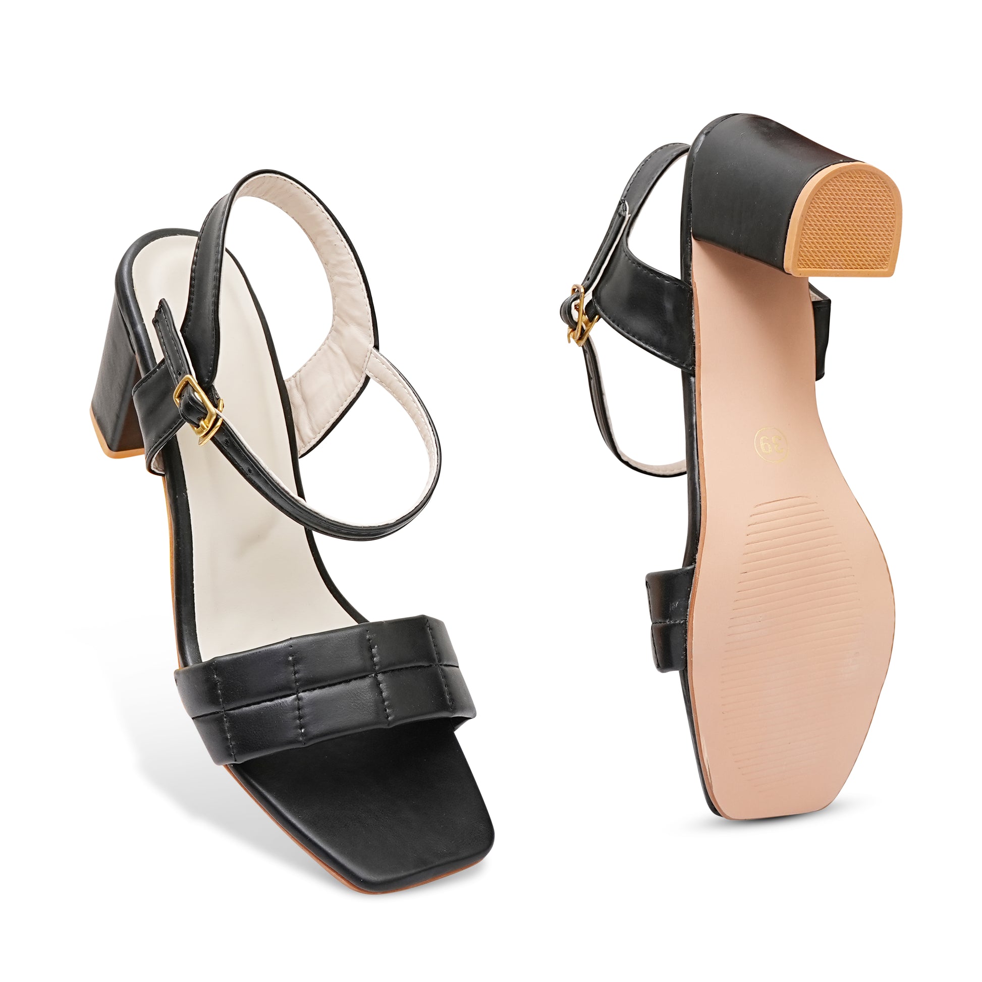 MosFlare Women's Black Quilted Square Toe